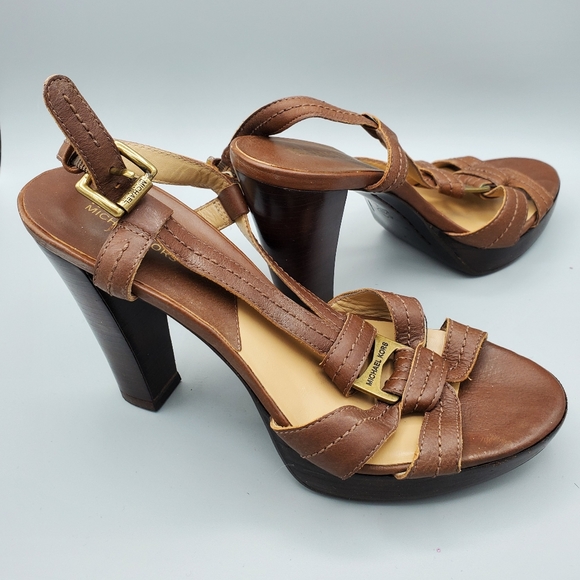 Michael Michael Kors brown leather sandals - Picture 1 of 8